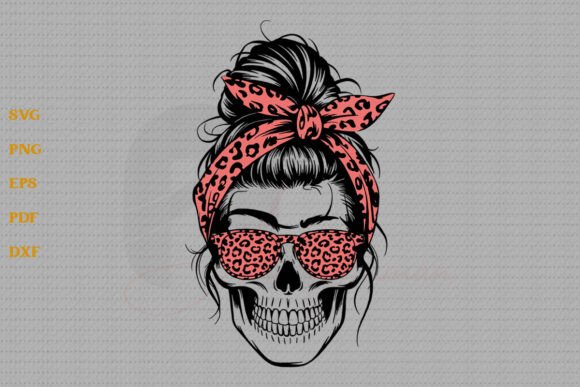Messy Bun Skull Mom SVG: Graphics for Crafts