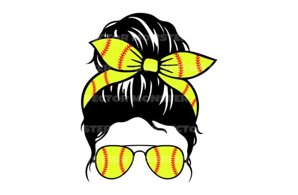 Messy Bun Softball Mom: Graphics for Crafts
